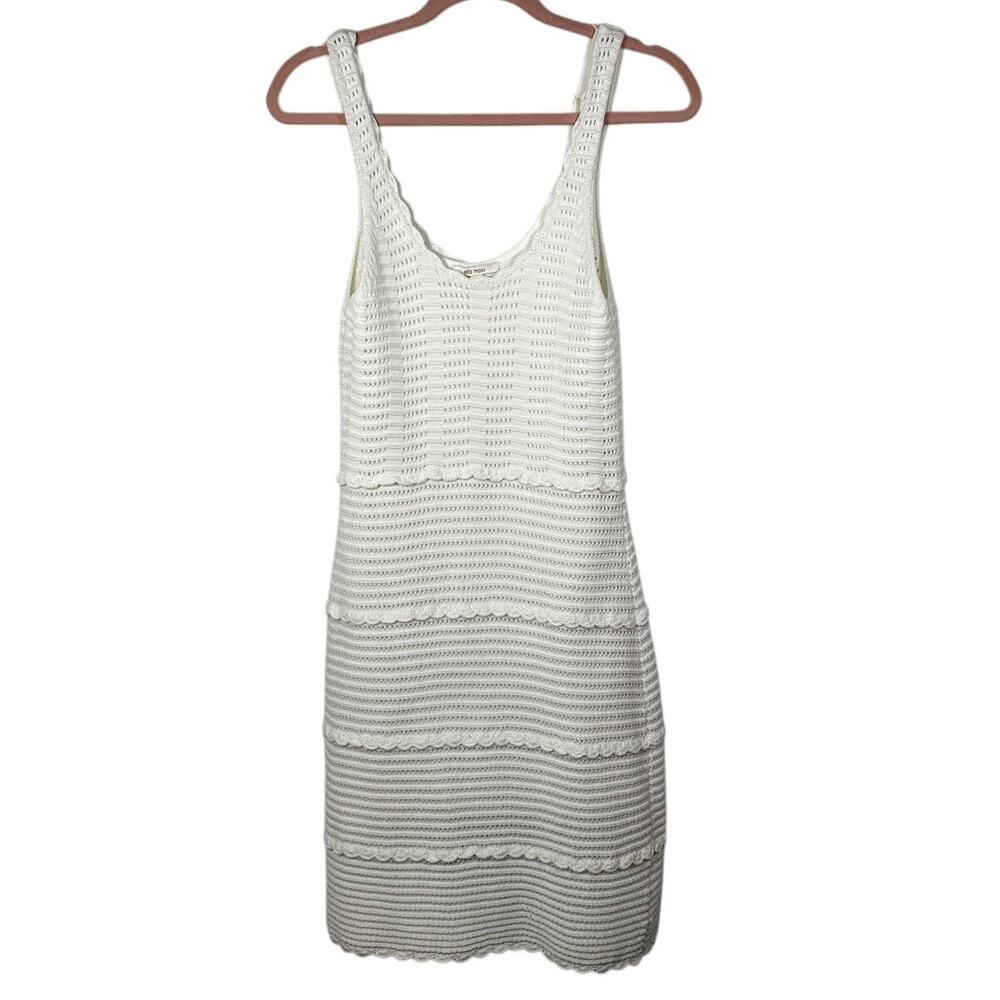 Ella Moss White Riviera Crochet Knit Dress Women's Large